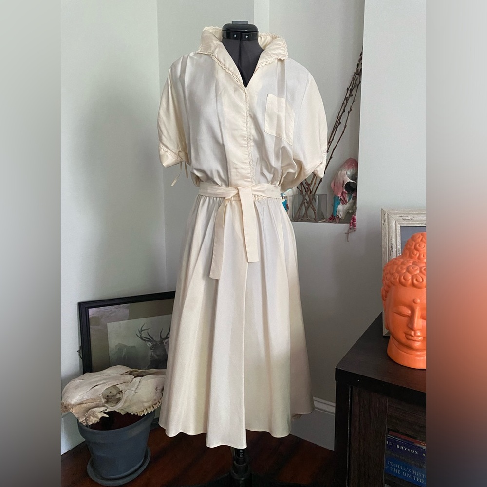 VTG homemade Creme silk dress